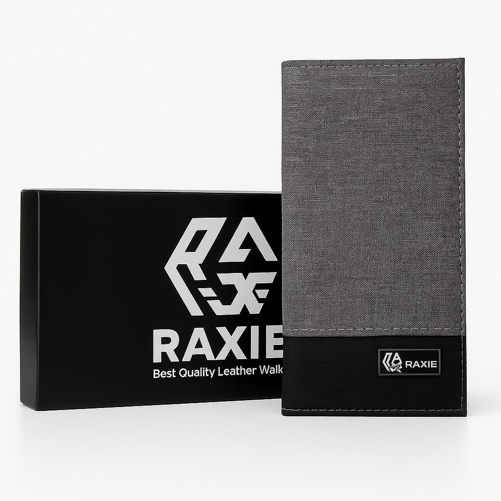 RAXIE - Dompet Panjang Bahan Canvas Warna Abu FREE BOX thumbnail 1