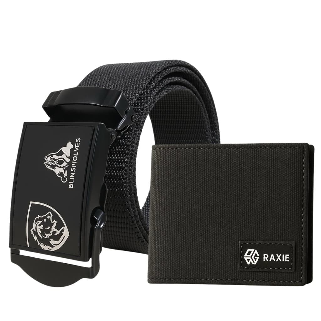 RAXIE Dompet Raxie Canvas Pendek Hitam Gratis Ikat Pinggang Bahan Katun