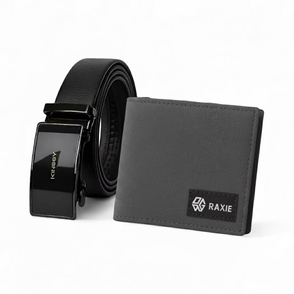 RAXIE - Wallet men’s Paket Dompet Canvas Pendek Dan Ikat Pinggang Rell Kulit sintetis RX005 thumbnail 2