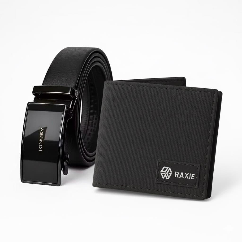 RAXIE - Wallet men’s Paket Dompet Canvas Pendek Dan Ikat Pinggang Rell Kulit sintetis RX005 thumbnail 3