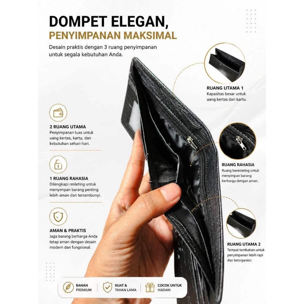 RAXIE Dompet Pria Kulit PU Premium Elegan  Wood Grain RX006 thumbnail 5