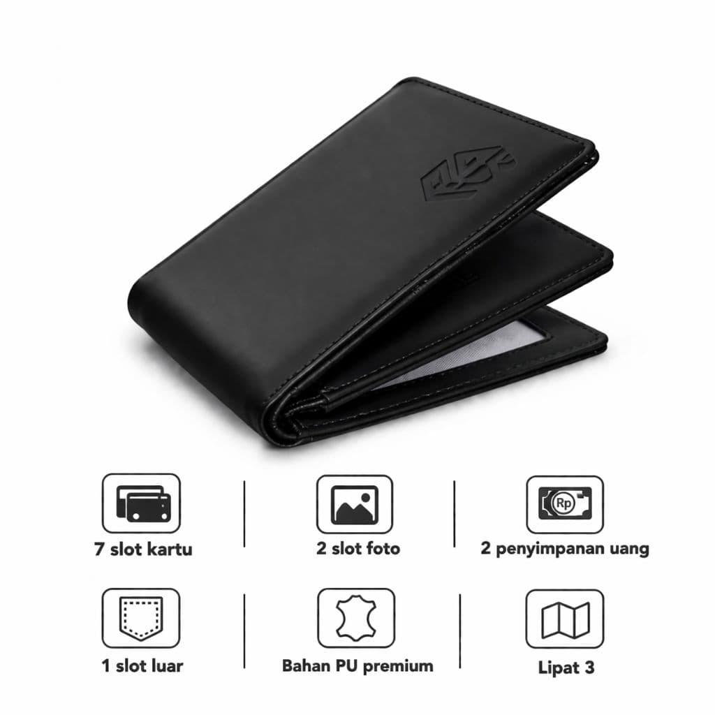 Dompet Kulit Lipat Tiga Kulit PU Premium RX003