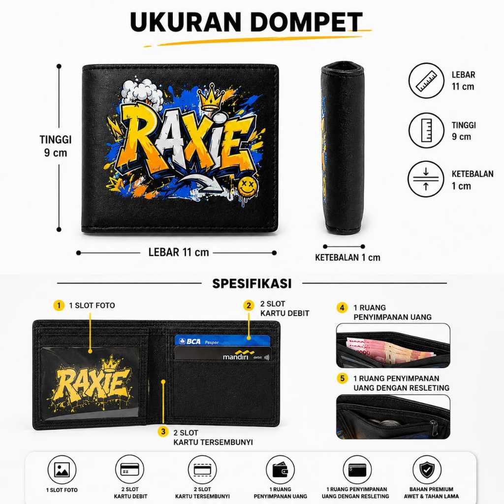 RAXIE Graffiti Series Dompet Pendek Dompet Pria thumbnail 3