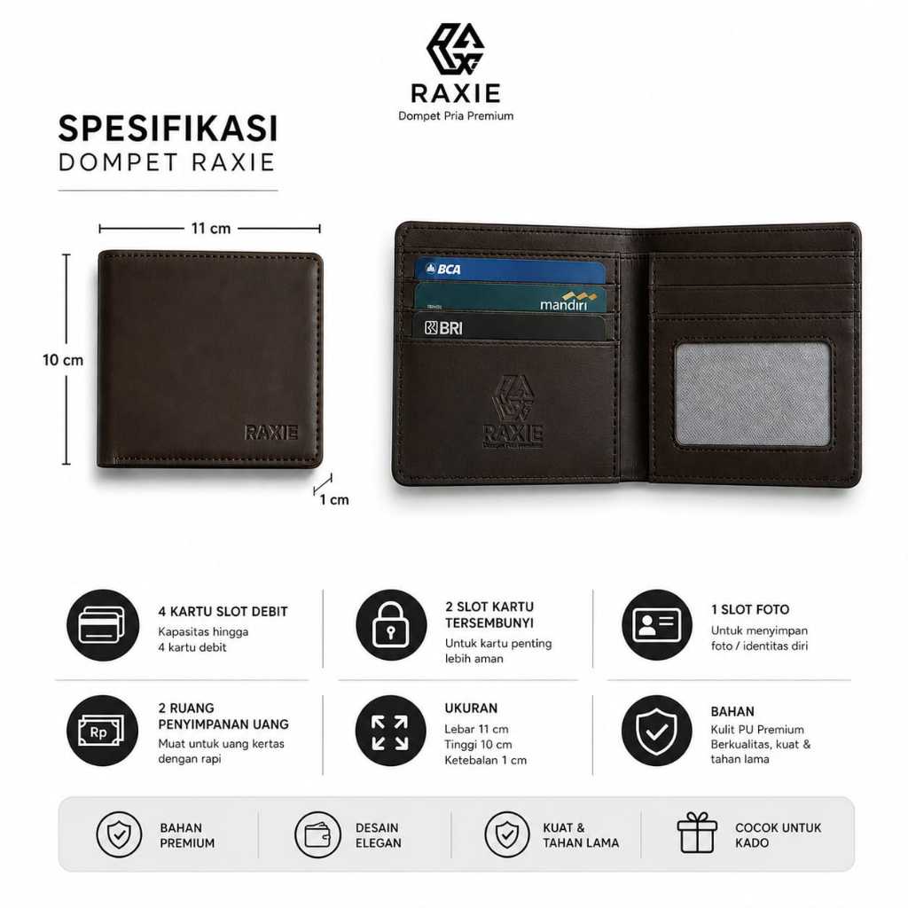 RAXIE - Wallet men's Dompet Pria Dompet Kulit PU Premium RX01 thumbnail 3