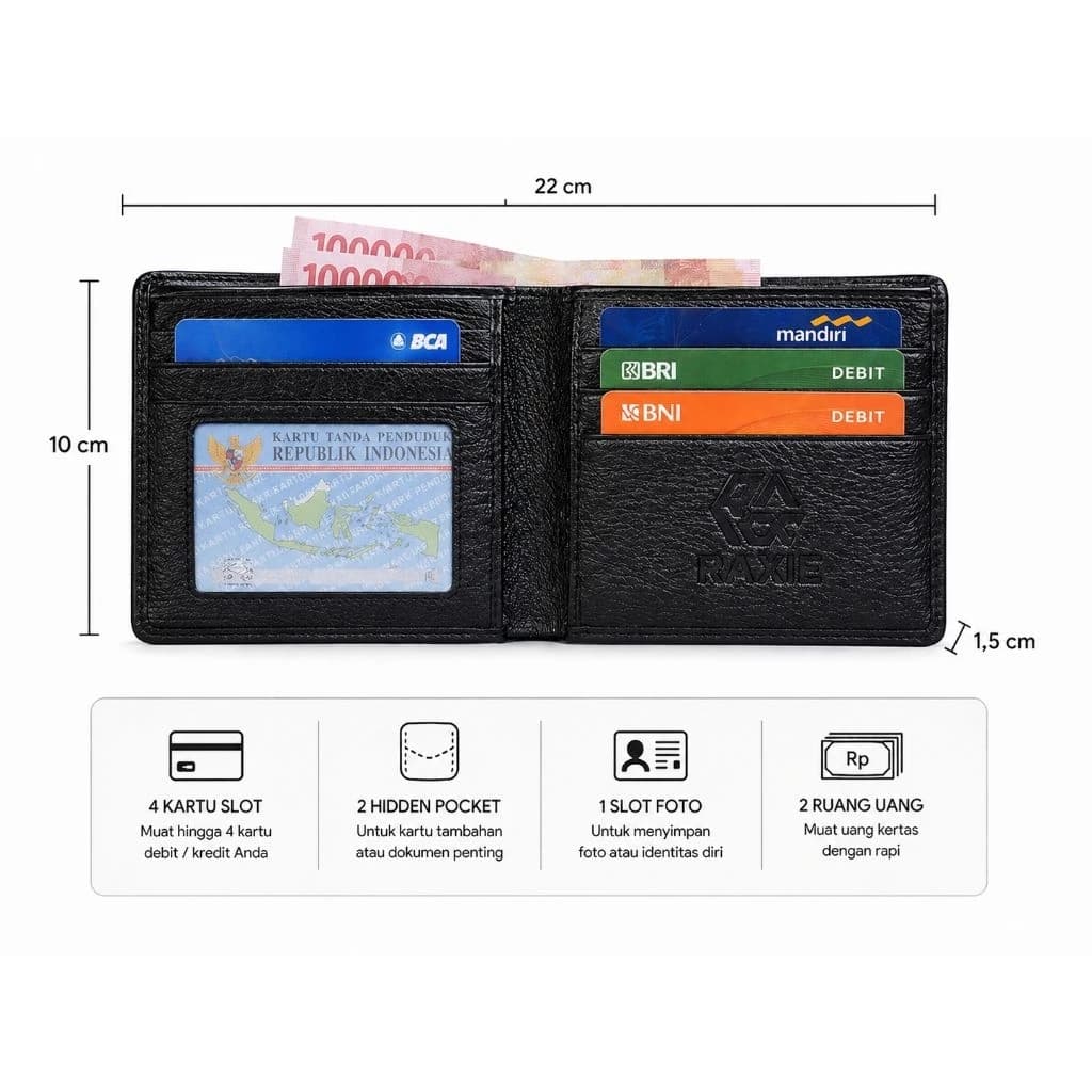 RAXIE Dompet Pria Kulit PU Premium Elegan Wood Grain RX006 thumbnail 4